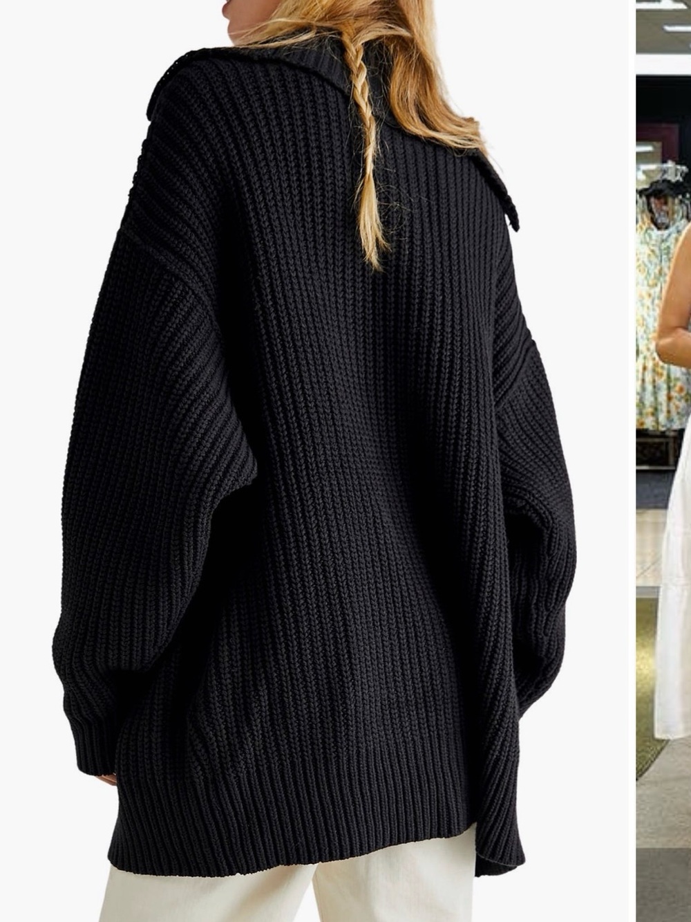 Free People Black Ribbed Button-Front Cardigan - Picture 2 of 7